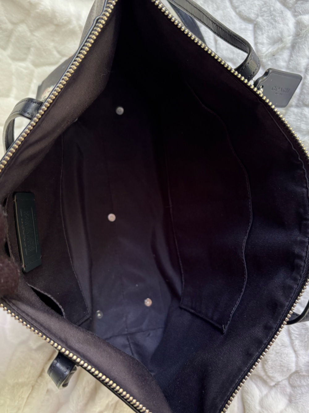 Coach Zip Top Tote Bag With Snowman Print - Picture 5 of 13